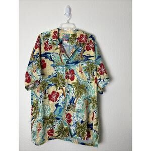JOE KEALOHA Mens SZ XL Shirt Hawaiian Aloha Casual Button Down Surf